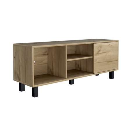 Tuhome Tunez Tv Stand for TV's up 43 in. Three Open Shelves, One Cabinet, Light Oak RLD7040